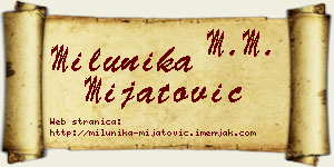 Milunika Mijatović vizit kartica